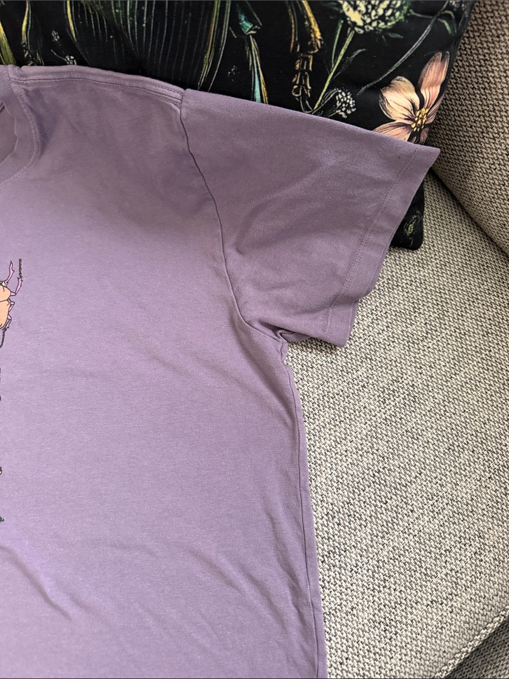 Life Is Good Purple Boxy Tshirt with Multicolor Beetles and Bugs Graphics - Picture 5 of 11